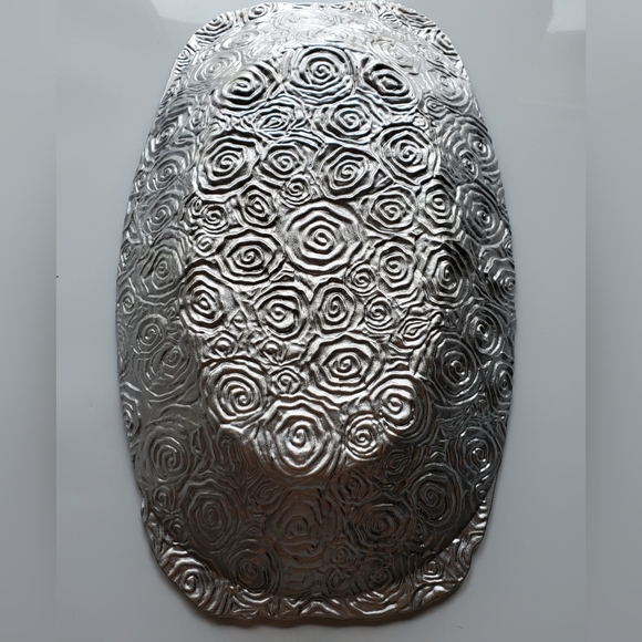 17 1/2" x 10" Glass Copper Bronze Brown Art Glass Decor Bowl with Silver Bottom - Picture 9 of 16